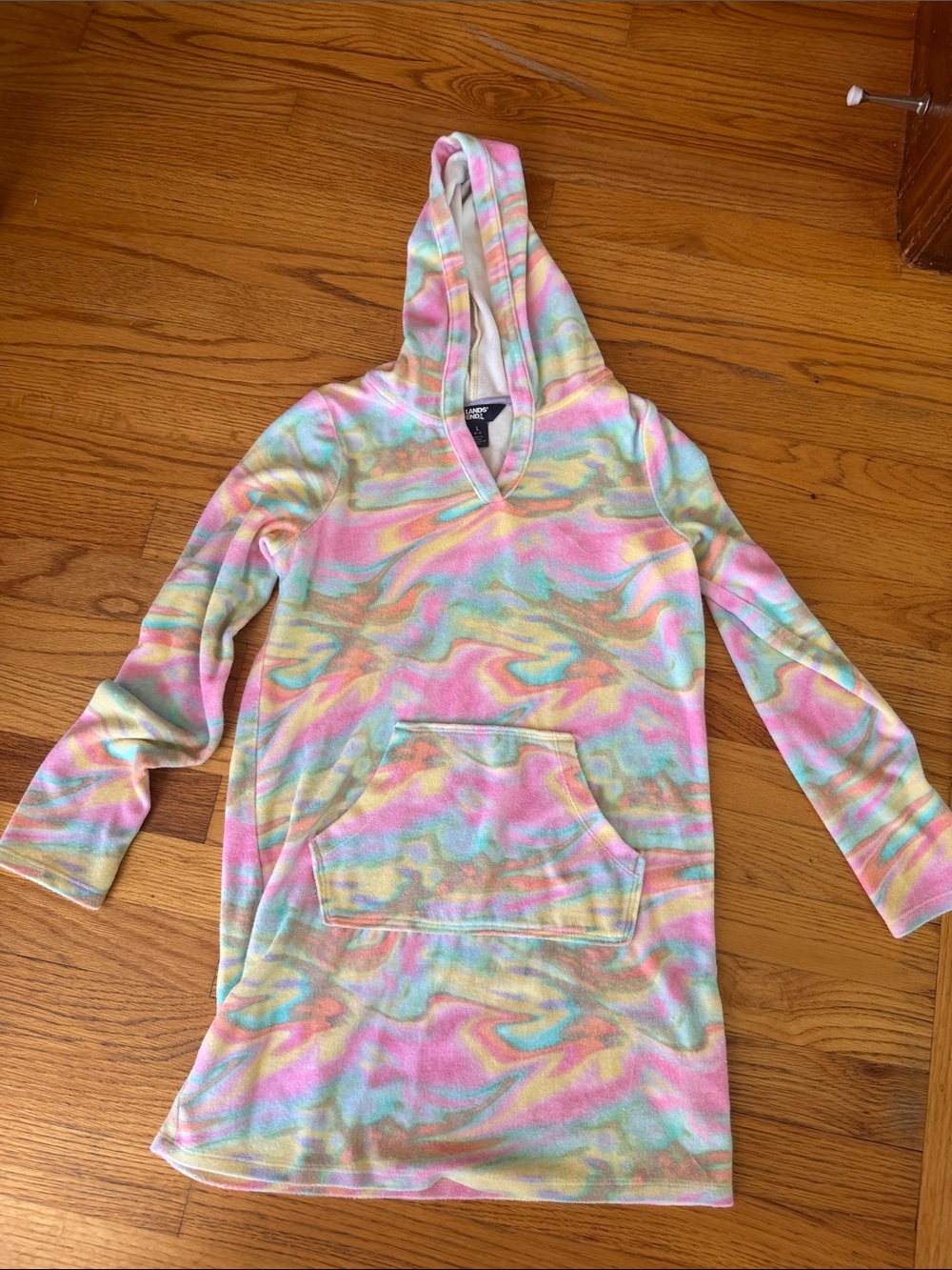 Land’s End pastel tie dye hooded swim coverup up